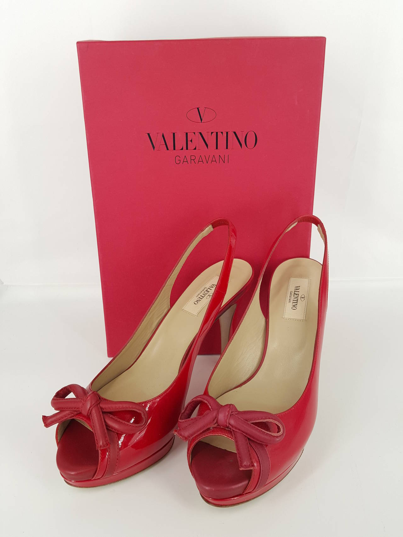 Valentino Red Bow Toe Sling Back High Heels Size 39 1/2 (New) 1