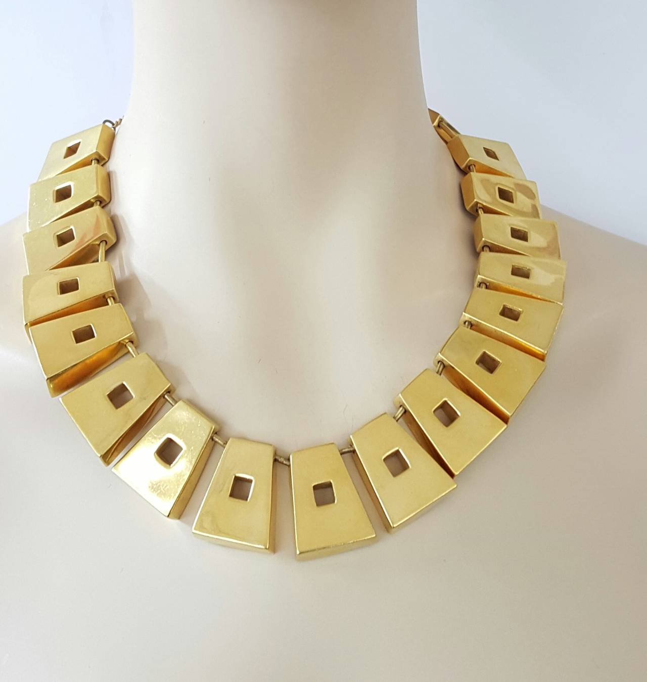 Early Sterling Silver Vermeil Geometric Choker By Steven Voubel In Excellent Condition For Sale In Delray Beach, FL