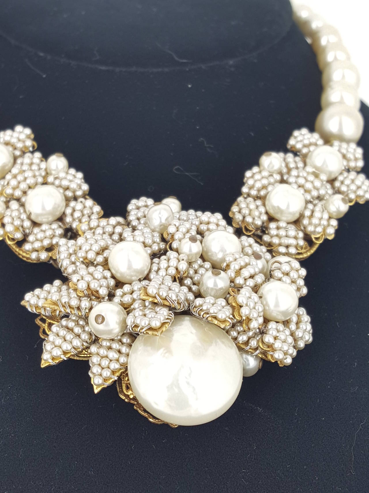 Vintage Miriam Haskell Exquisite Pearl Bib Necklace. 2