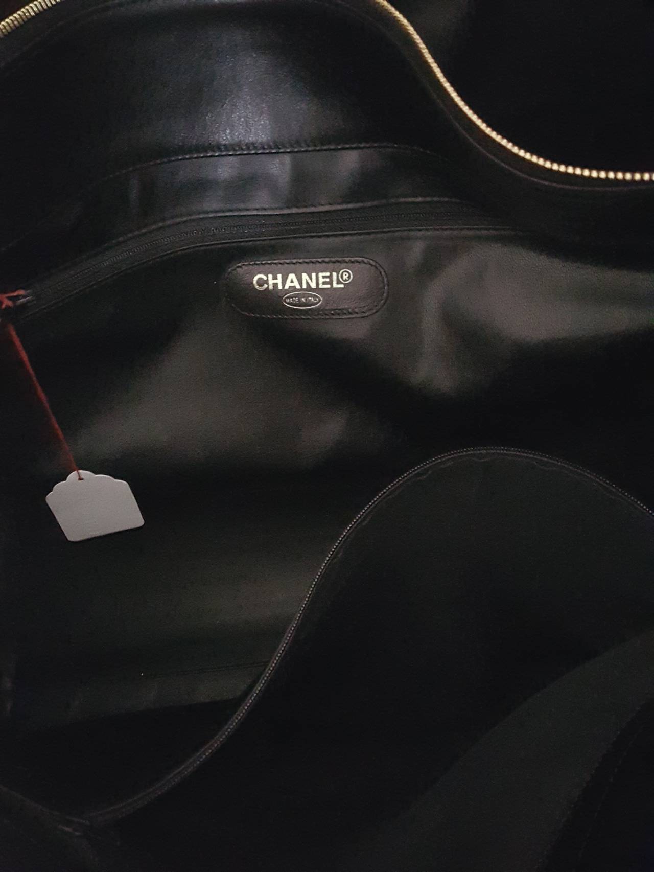 Chanel Black XL Jumbo Weekender Overnighter With Gold Hardware. 5