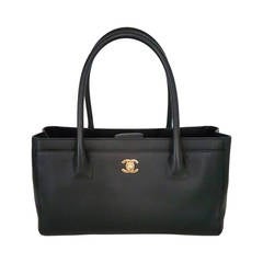Chanel Black Caviar Small Cerf Tote With Gold Hardware.  Like New