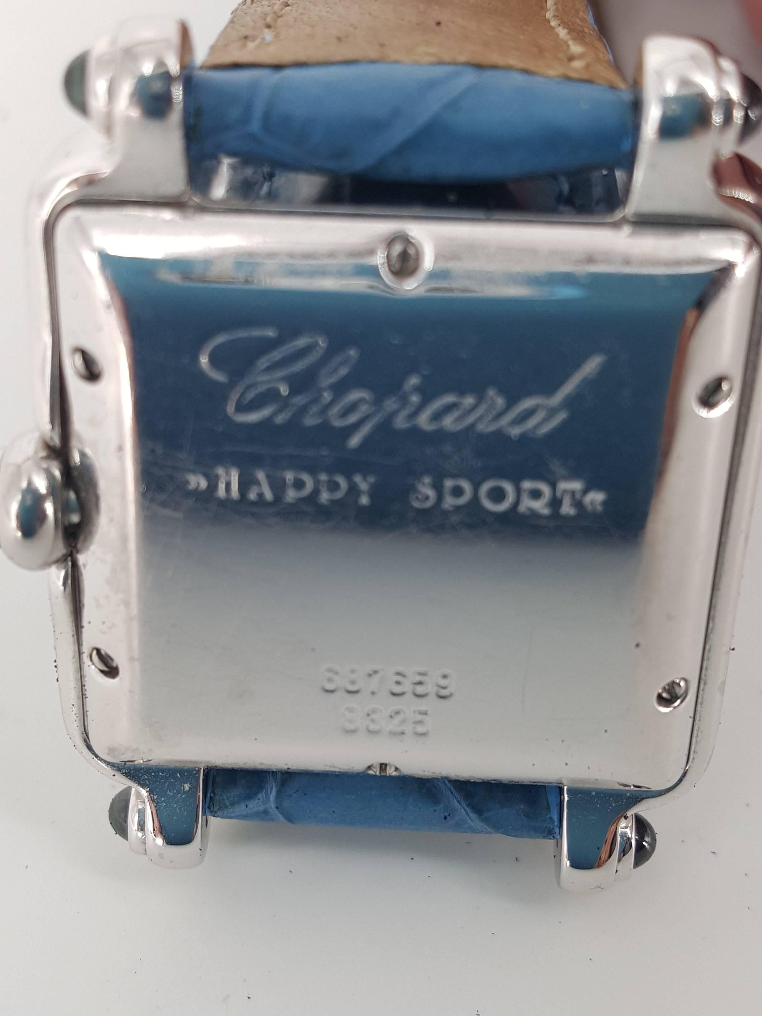 Chopard Happy Sport Diamond Watch With Alligator Band In Excellent Condition In Delray Beach, FL