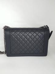 Chanel Medium Boy Bag In Black Goat Skin And Darkened Silver Hardware 12"