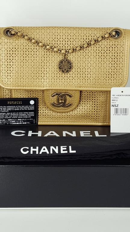 Chanel Rare Shoulder Flap Bag In Metallic Beige From the Dubai