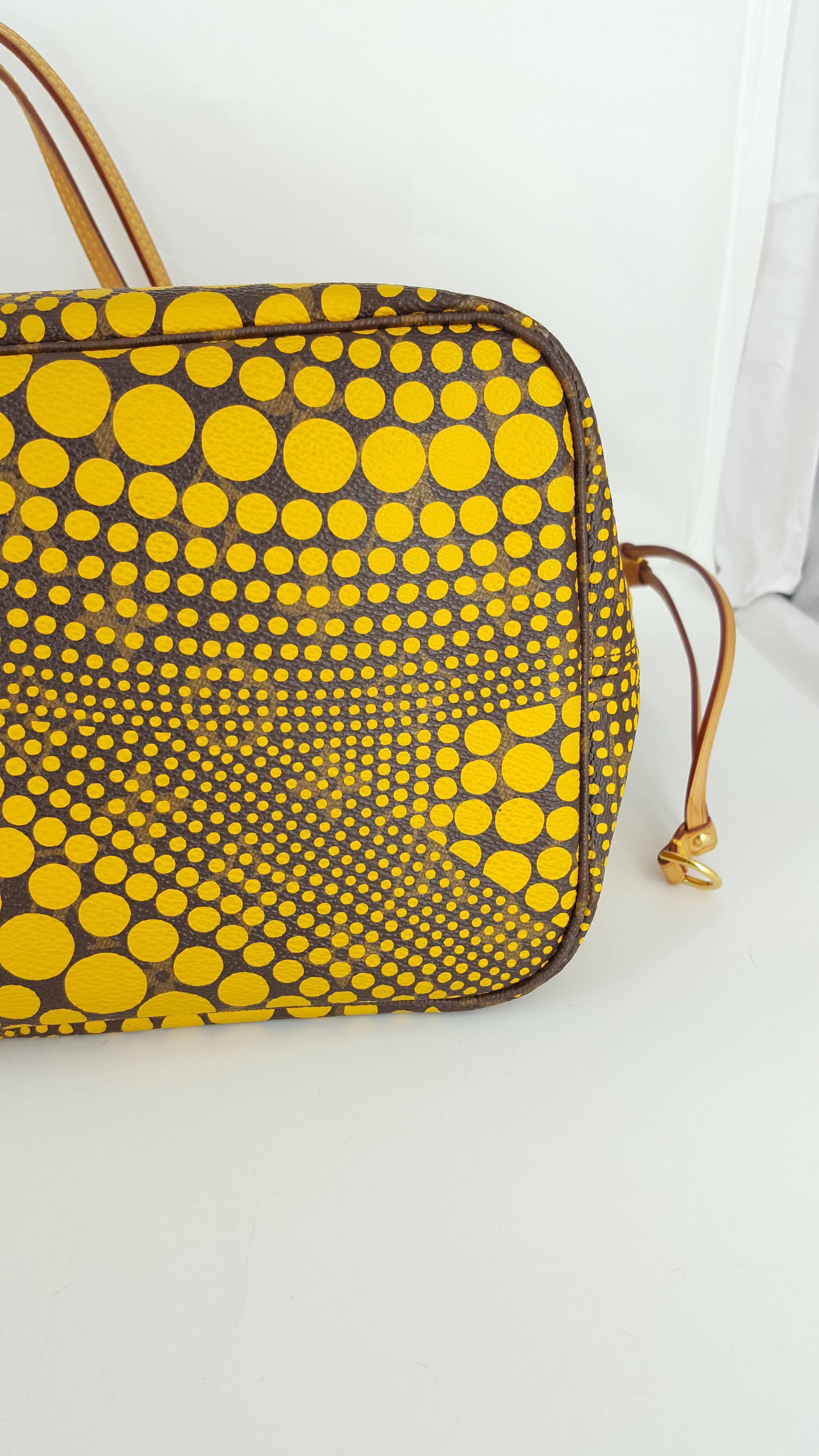 Women's or Men's Rare Louis Vuitton Yellow Waves Neverfull MM Designed By Yayoi Kusama