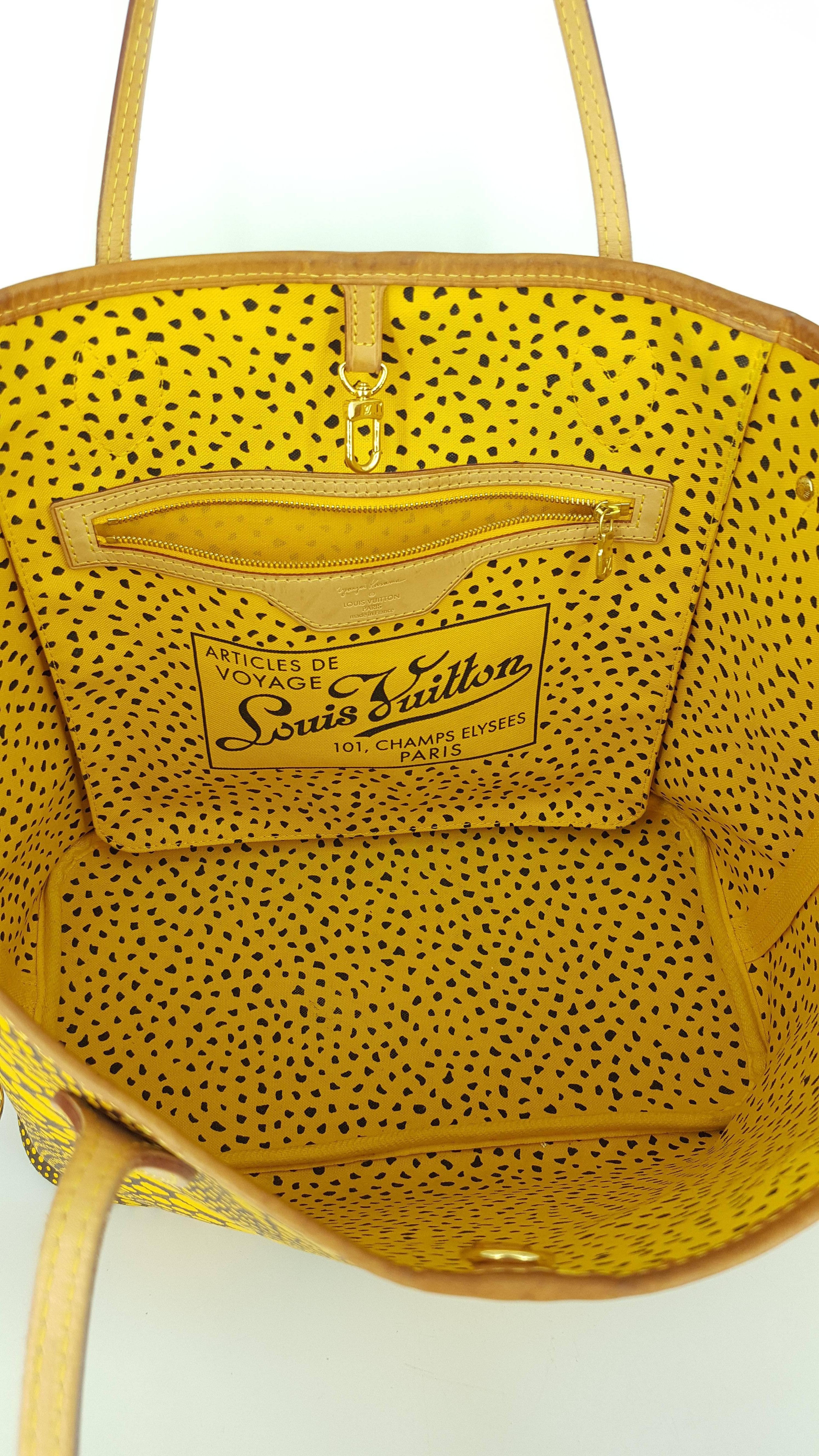 Rare Louis Vuitton Yellow Waves Neverfull MM Designed By Yayoi Kusama 1