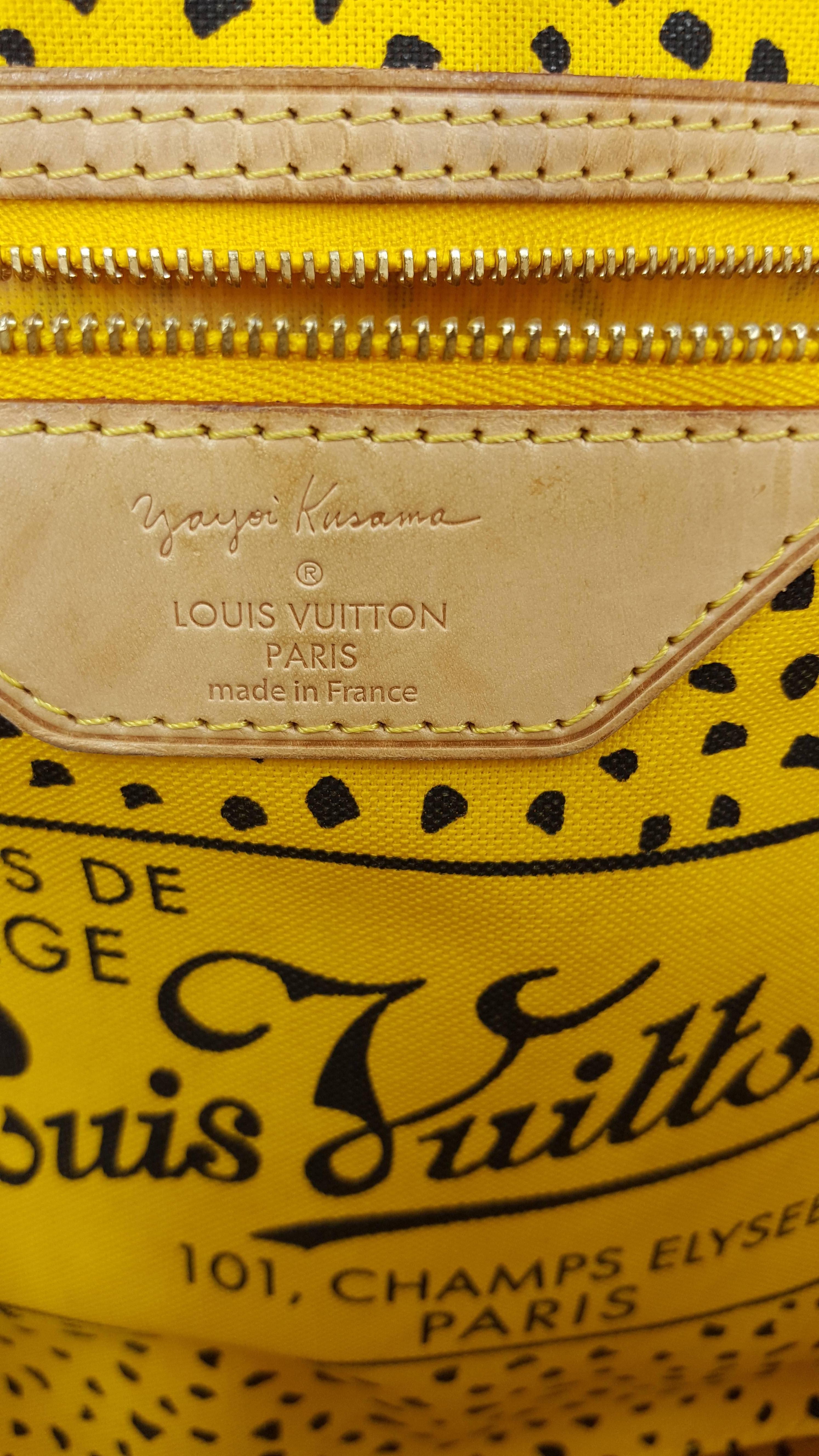 Rare Louis Vuitton Yellow Waves Neverfull MM Designed By Yayoi Kusama 2
