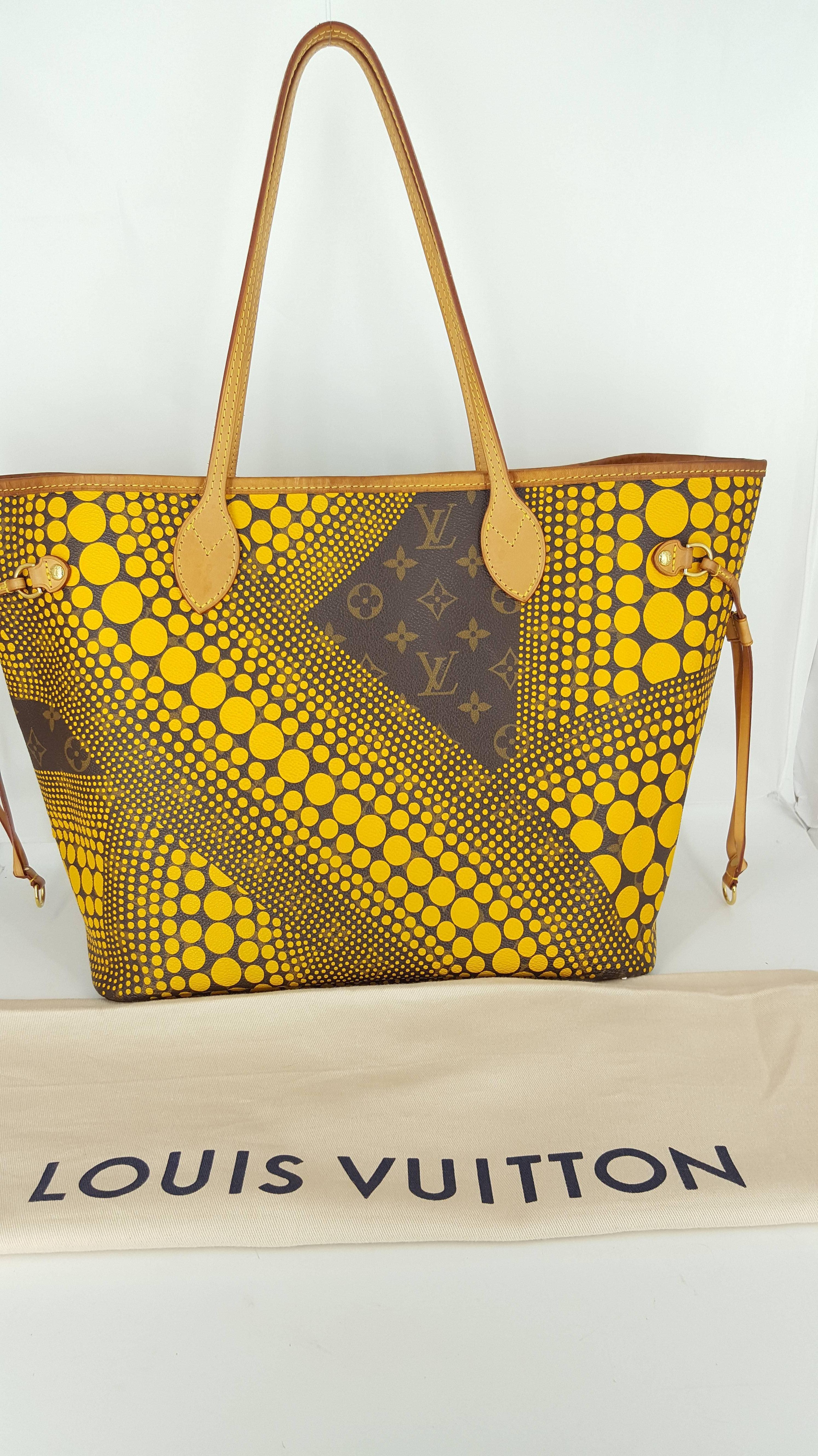 Rare Louis Vuitton Yellow Waves Neverfull MM Designed By Yayoi Kusama 4