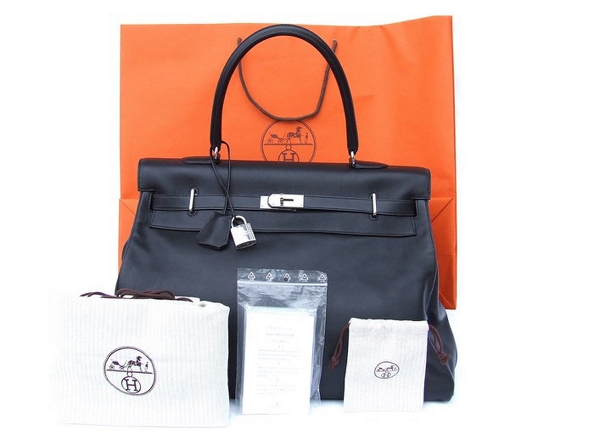 Authentic Hermes Kelly Relax Handbag Travel Bag Noir Leather 50 cm 3