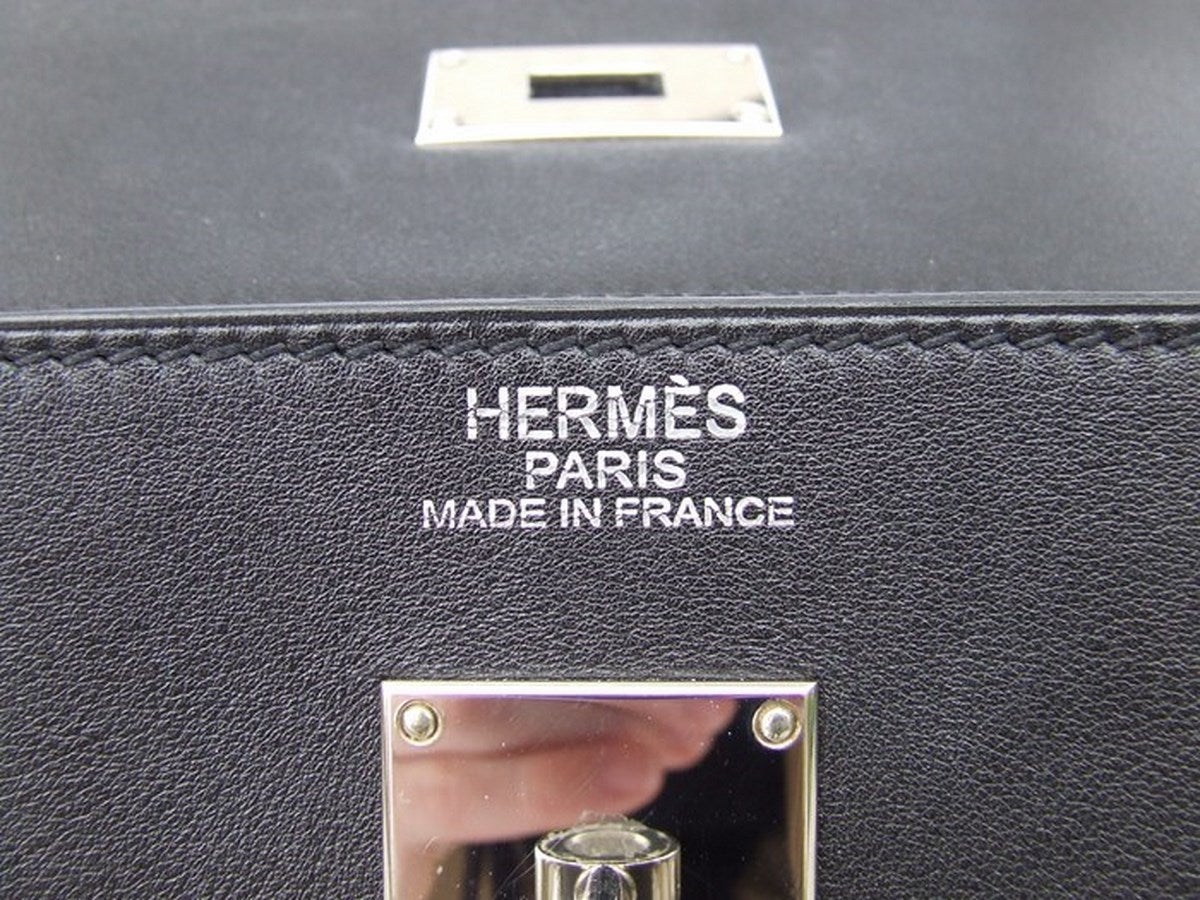 Authentic Hermes Kelly Relax Handbag Travel Bag Noir Leather 50 cm at ...