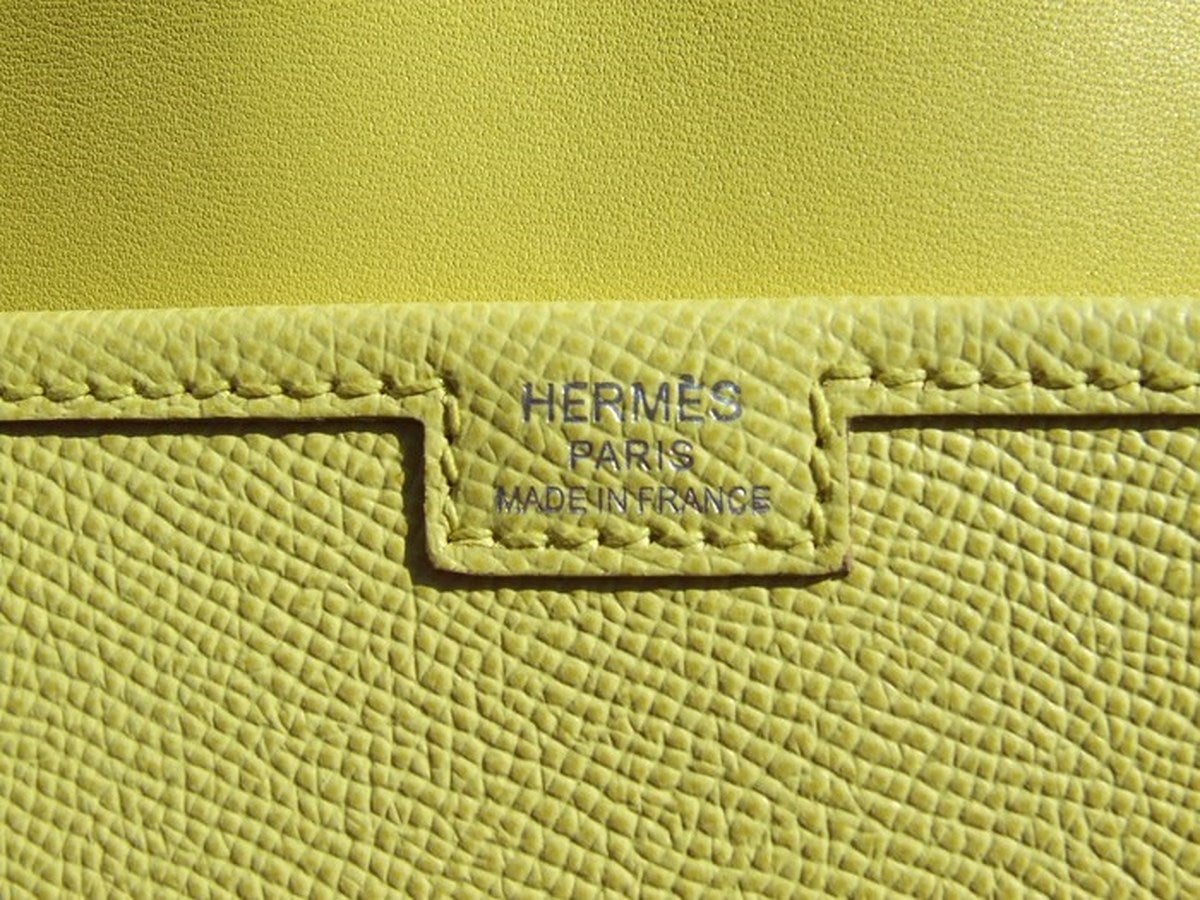 Authentic Hermes Jige Elan H Clutch Bag Soufre Epsom Leather 29 cm 5