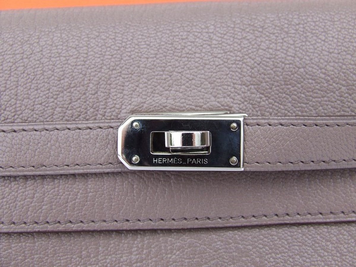 Authentic Hermes Kelly Wallet Medium Silver Hdw In Box at 1stDibs