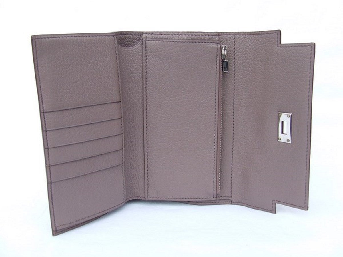 Authentic Hermes Kelly Wallet Medium Silver Hdw In Box 1