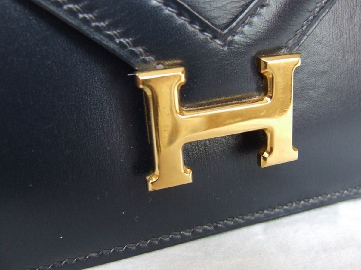 Authentic Hermes Lydie Clutch Bag 2 Ways Bleu Blue Gold Hardware 2