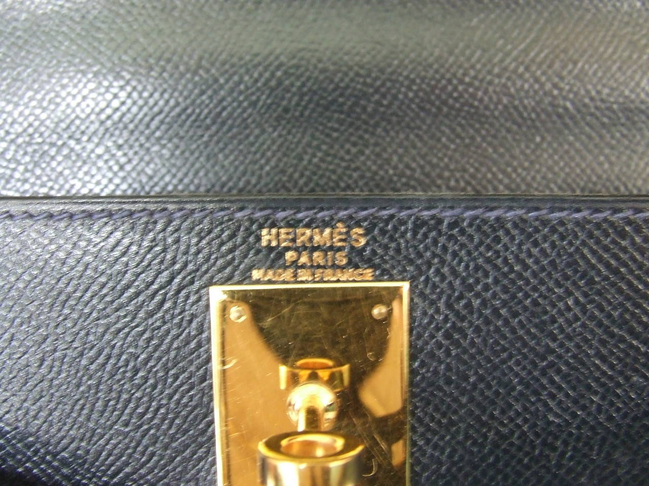 Authentic Hermes Kelly 28 Sellier Bag Epsom Bleu Gold Hardware at ...