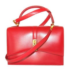 Vintage Rare Authentic Hermes Kelgo Bag 2 ways Rouge Gold Hardware