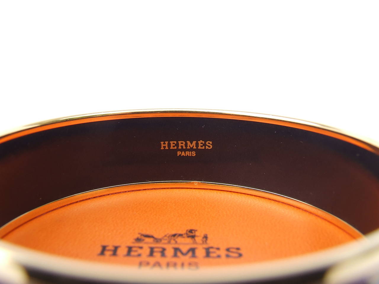 Authentic Hermes Enamel Bracelet Torana Elephants Gold Hardware GM 70 4