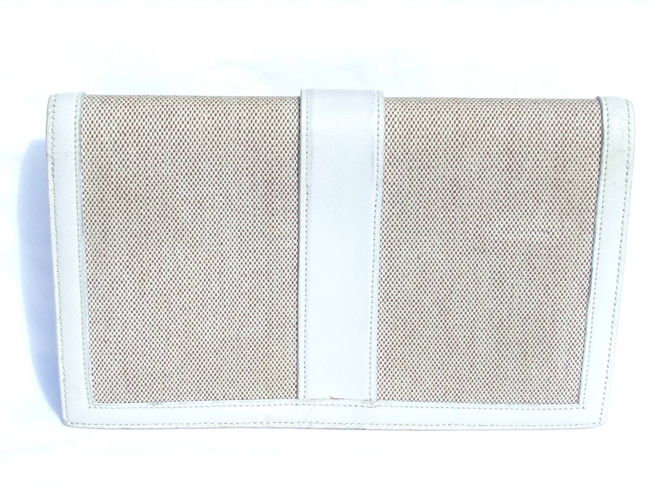 Authentic Hermes Vintage Medor Clutch Handbag Canvas Leather Gold ...  