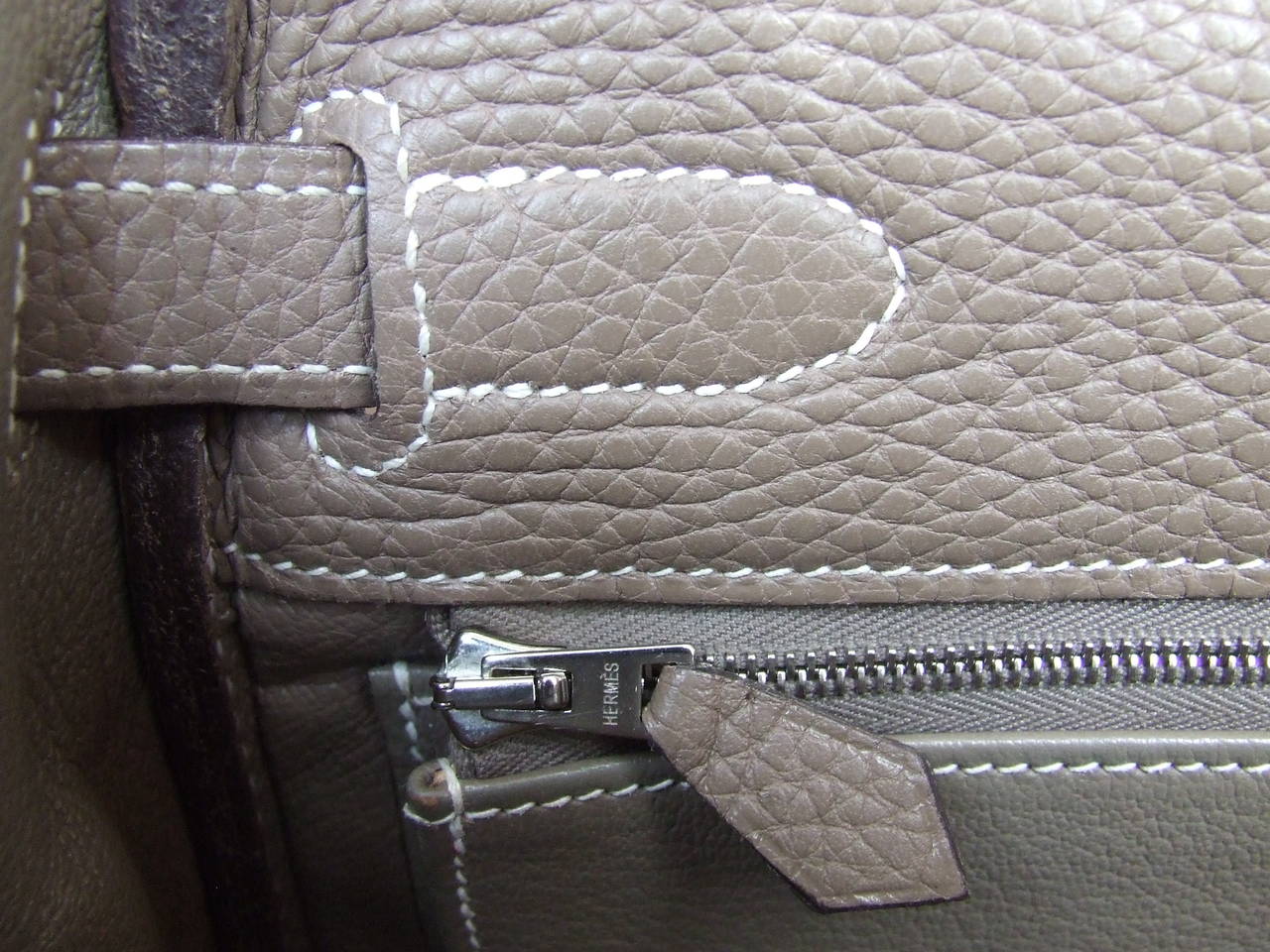 Authentic Hermes Kelly 32 Bag Etoupe Togo Leather Silver Hardware 2