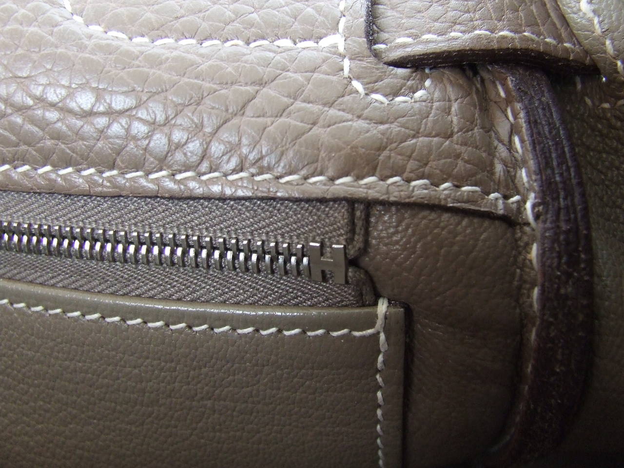 Authentic Hermes Kelly 32 Bag Etoupe Togo Leather Silver Hardware 3