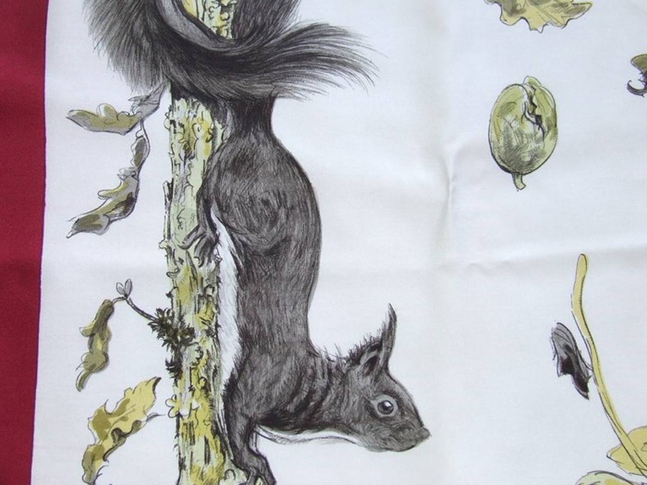 Authentic Hermes Silk Scarf Les Ecureuils Squirrels 90 cm 2