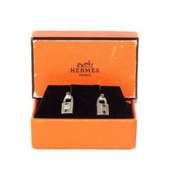 Retro Authentic Hermes Kelly Lockin Silver 925 Rare Cufflinks