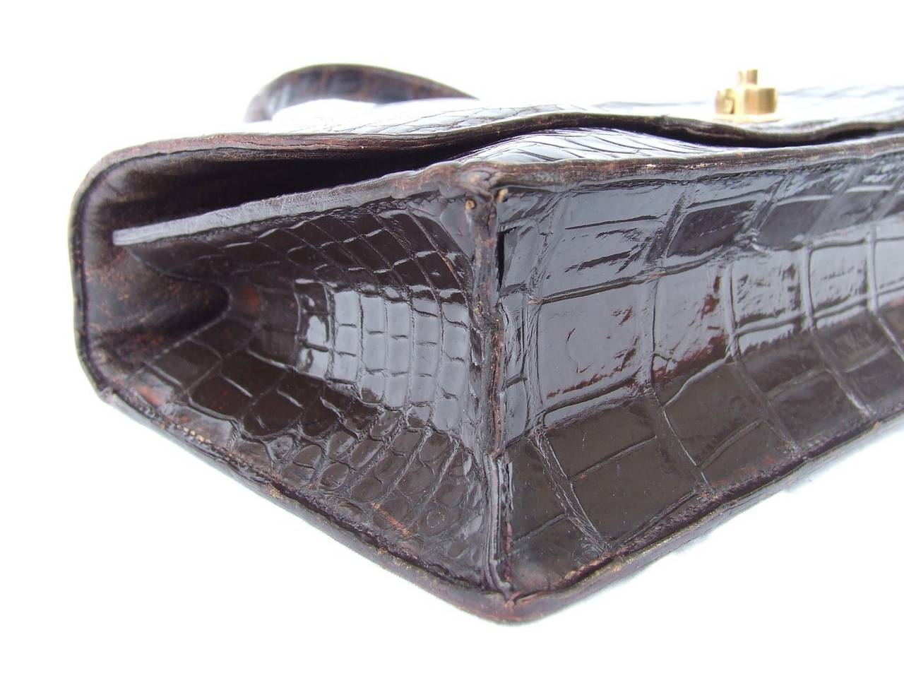 Authentic Hermes Vintage Handbag Brown Crocodile 1