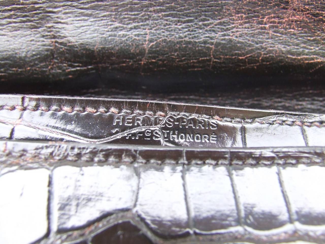 Authentic Hermes Vintage Handbag Brown Crocodile 2