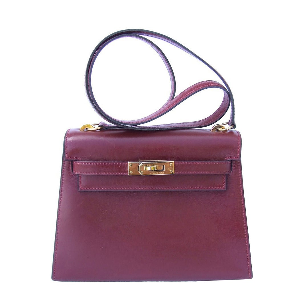 Authentic Hermes Mini Kelly 20 Bag Sellier Rouge H at 1stdibs