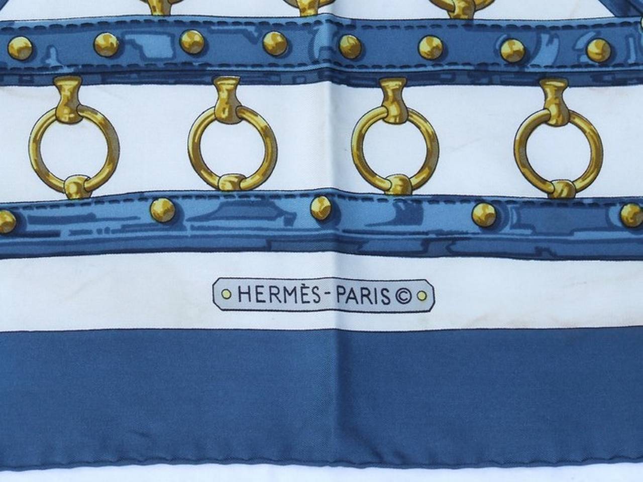 Authentic Hermes Silk Scarf Aux Champs Latham Blue 90 cm at 1stDibs
