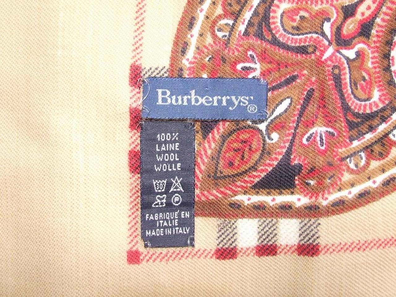 Authentic Burberry Shawl Scarf Camel Check Pattern Wool 54 inches at ...