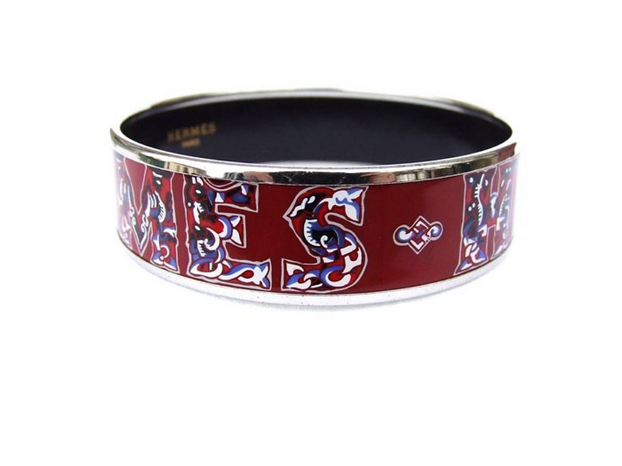 Authenti Hermes Bracelet Bangle Enamel Rouge Silver Hdw 65 In Good Condition In Corcoué Sur Logne, Loire-Atlantique