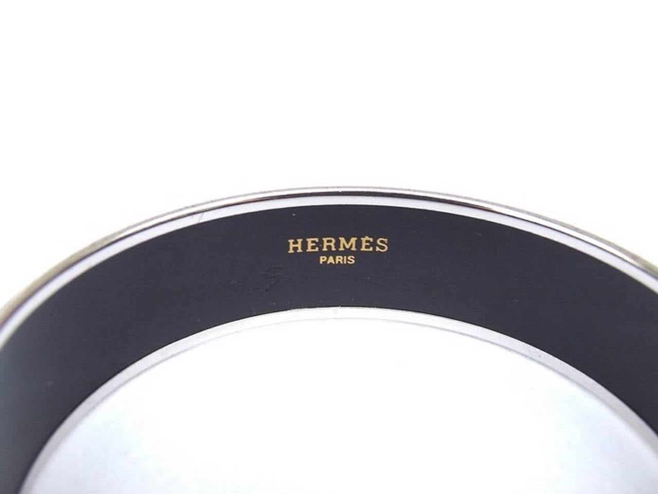 Authenti Hermes Bracelet Bangle Enamel Rouge Silver Hdw 65 1