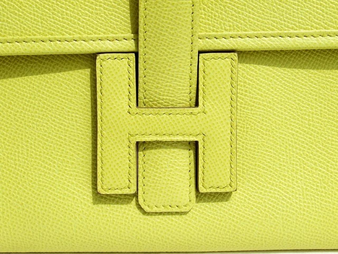 Authentic Hermes Jige Elan H Clutch Bag Soufre Epsom Leather 29 cm 1