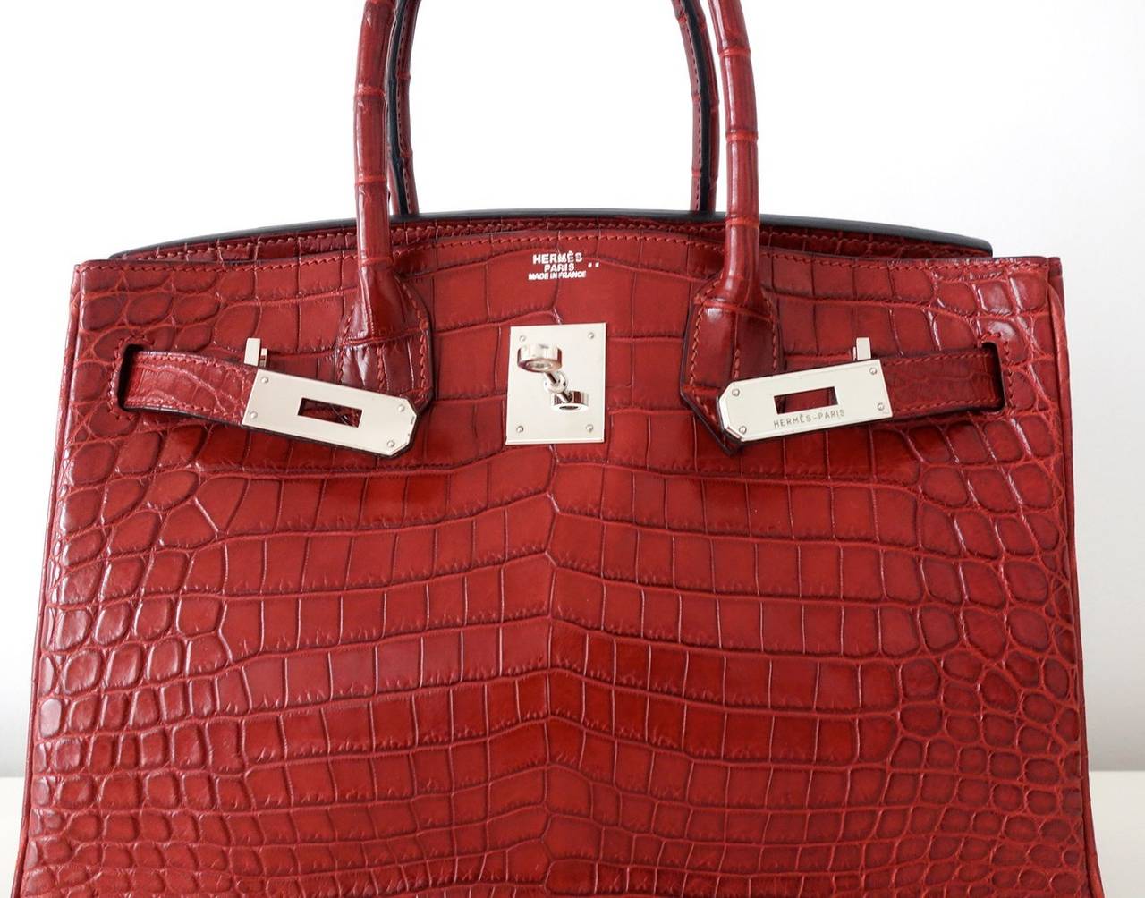 Authentic Hermes Birkin 30 Handbag Rouge H Crocodile Niloticus RARE For Sale at 1stdibs