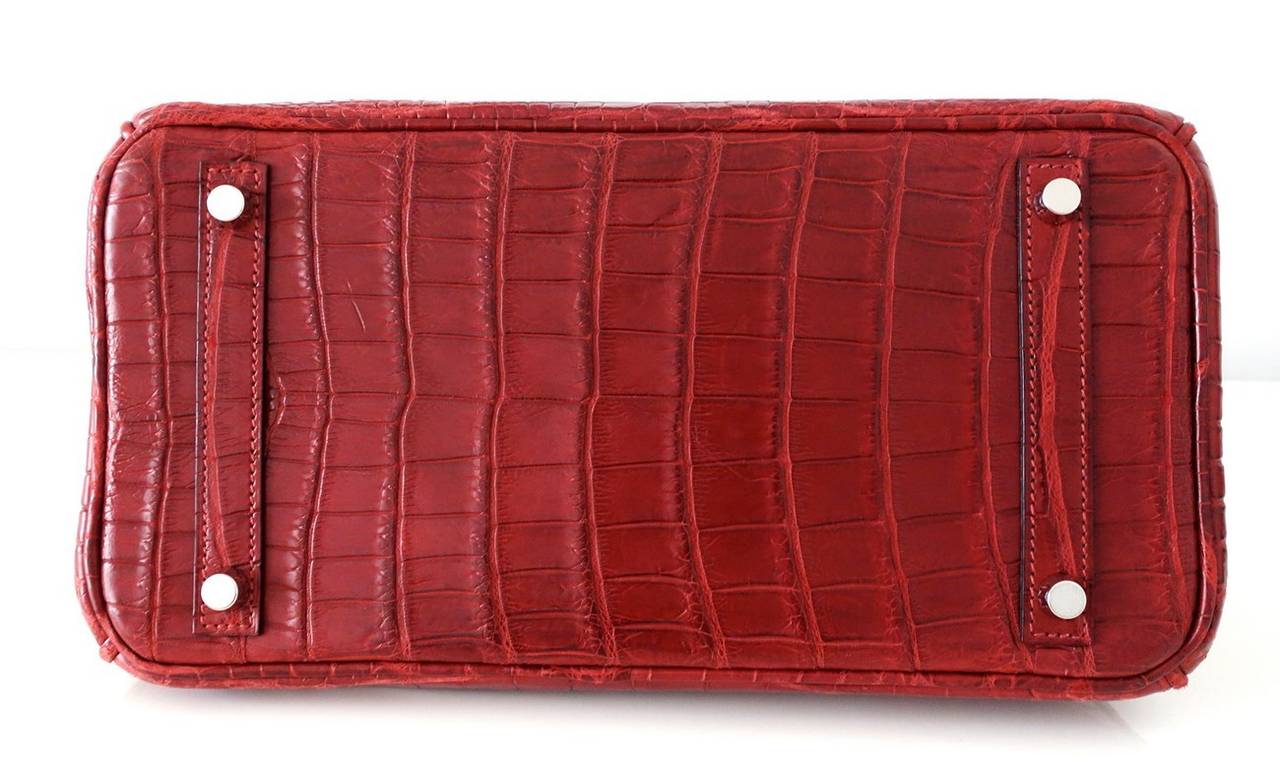 Authentic Hermes Birkin 30 Handbag Rouge H Crocodile Niloticus RARE 4