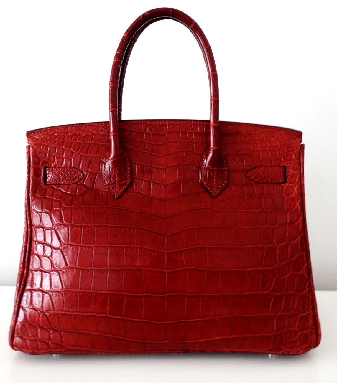 Authentic Hermes Birkin 30 Handbag Rouge H Crocodile Niloticus RARE For Sale at 1stdibs