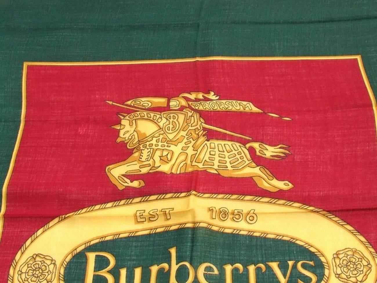 Authentic Burberry Scarf Shawl Green Check Pattern Wool 54 Inches 3