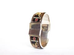 Authentic Hermes Enamel Clic Clac Bracelet Torana Elephants Black 65