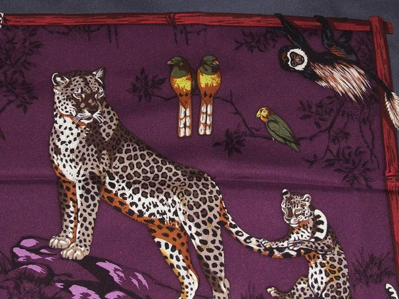 Authentic Hermes Silk Scarf Tendresse Feline Robert Dallet 90 cm 2