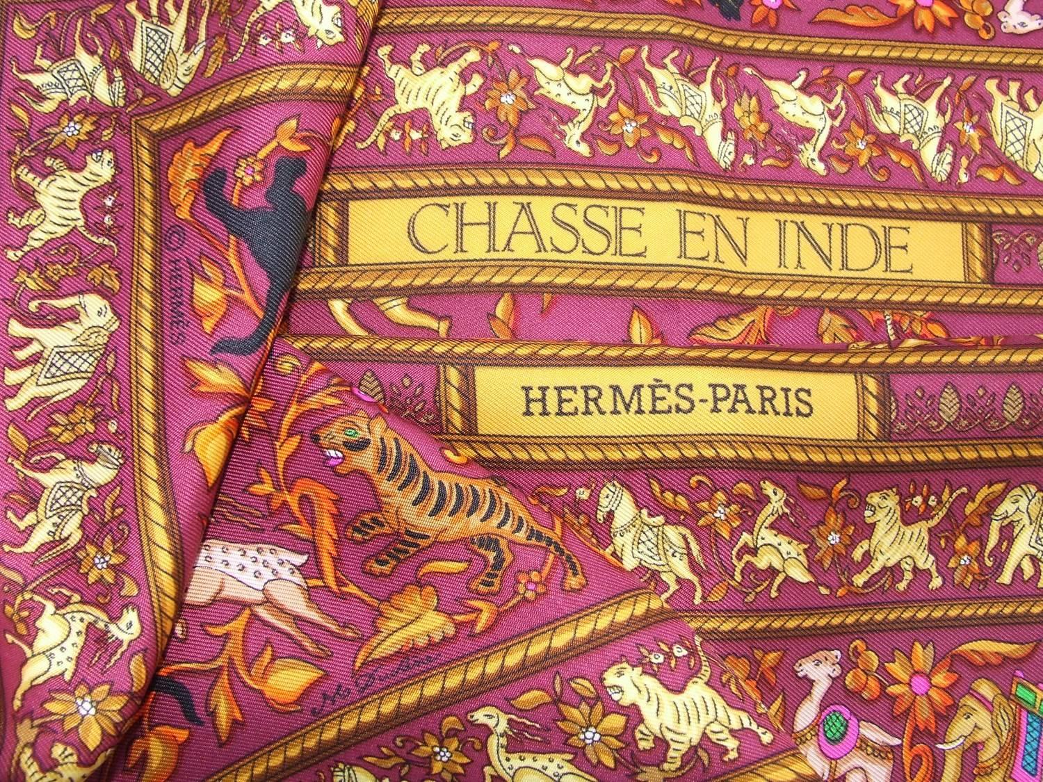 Authentic Hermes Silk Scarf Chasse En Inde DUCHENE 90 cm 4