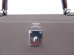 Authentic Hermes Kelly 35 Handbag Etoupe Togo Silver Hdw Full Set