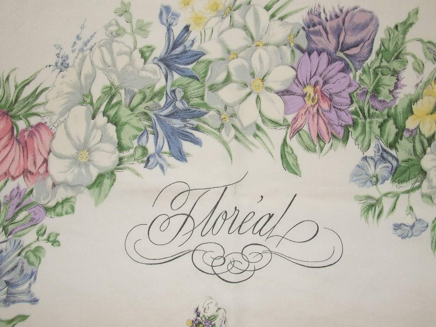 RARO Foulard di seta Hermes autentico FLOREALE Grygkar 1957 2