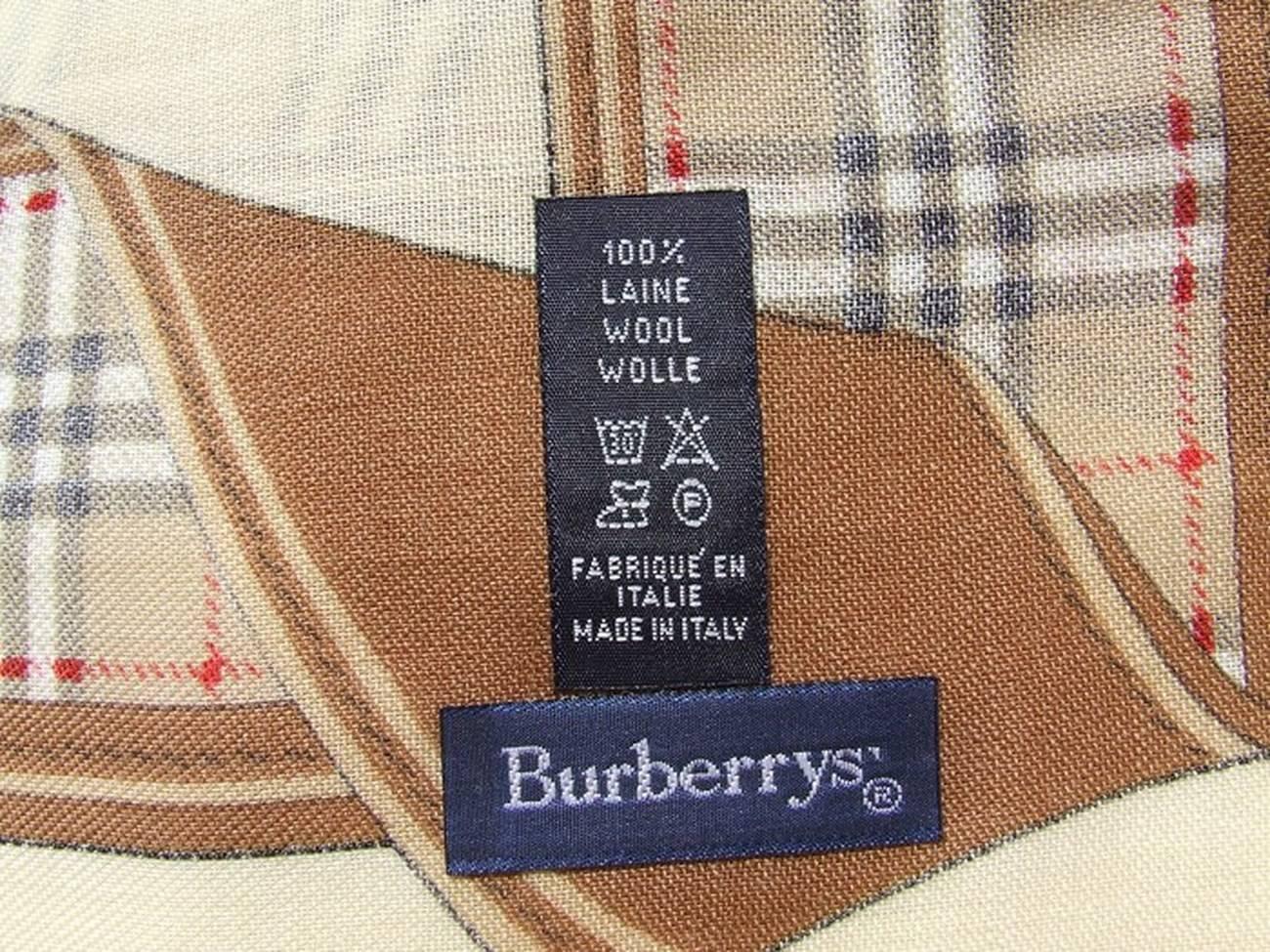 Authentic Burberry Shawl Scarf Ivory Check Pattern Wool 55 inches 3