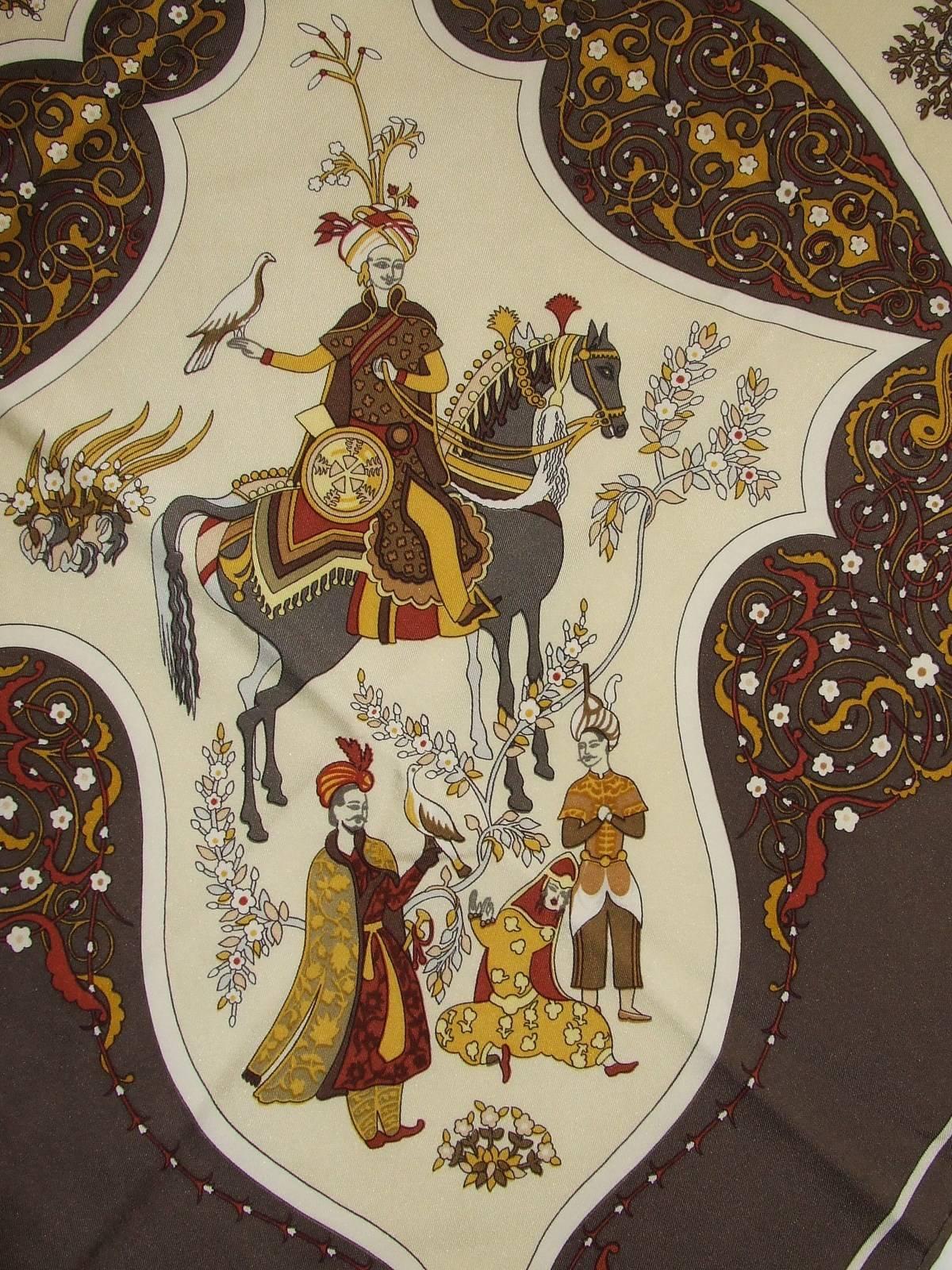 Beautiful Hermes Silk Scarf POESIE PERSANE Abadie 90 cm In Excellent Condition In Corcoué Sur Logne, Loire-Atlantique