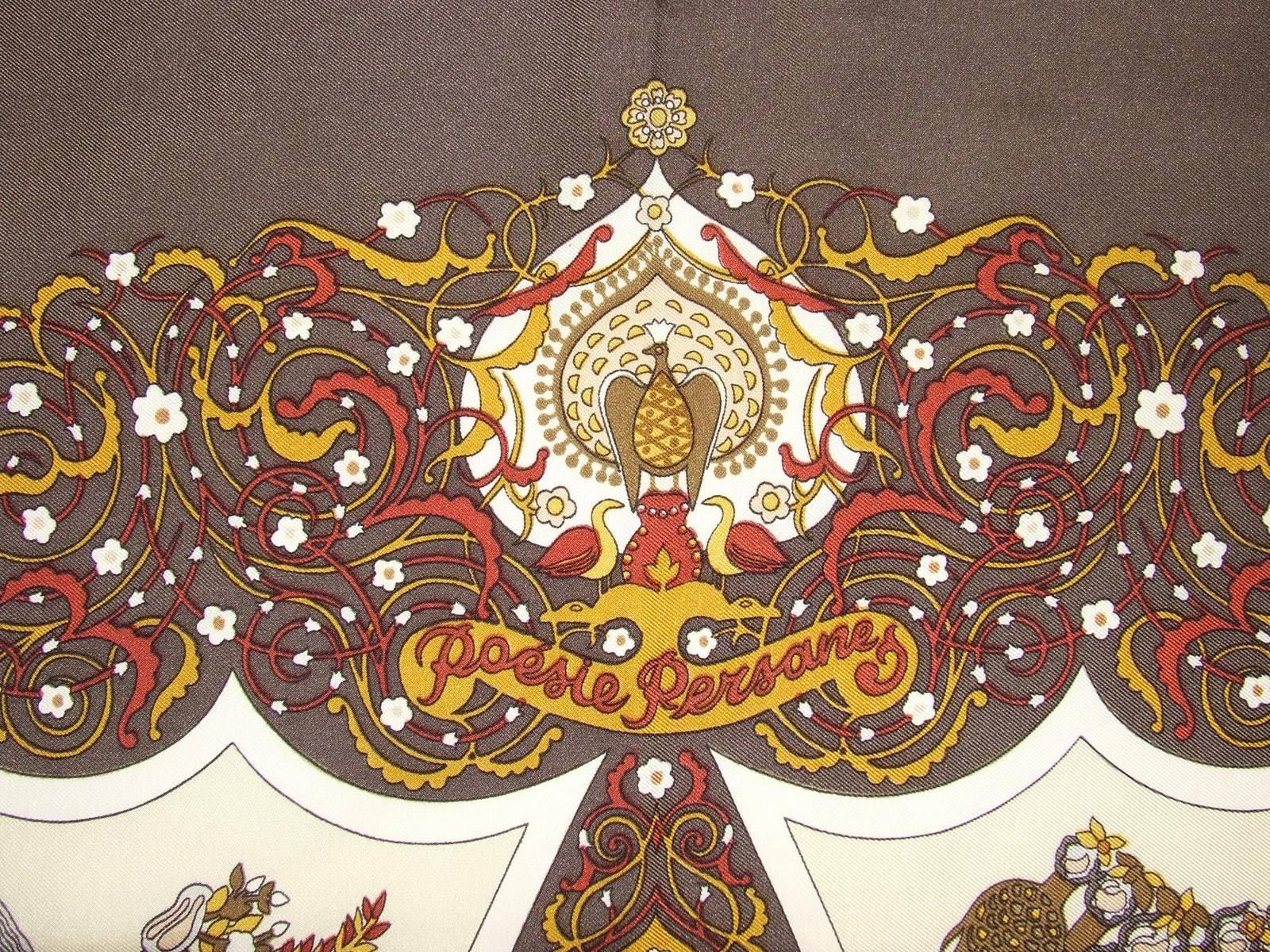 Beautiful Hermes Silk Scarf POESIE PERSANE Abadie 90 cm 3