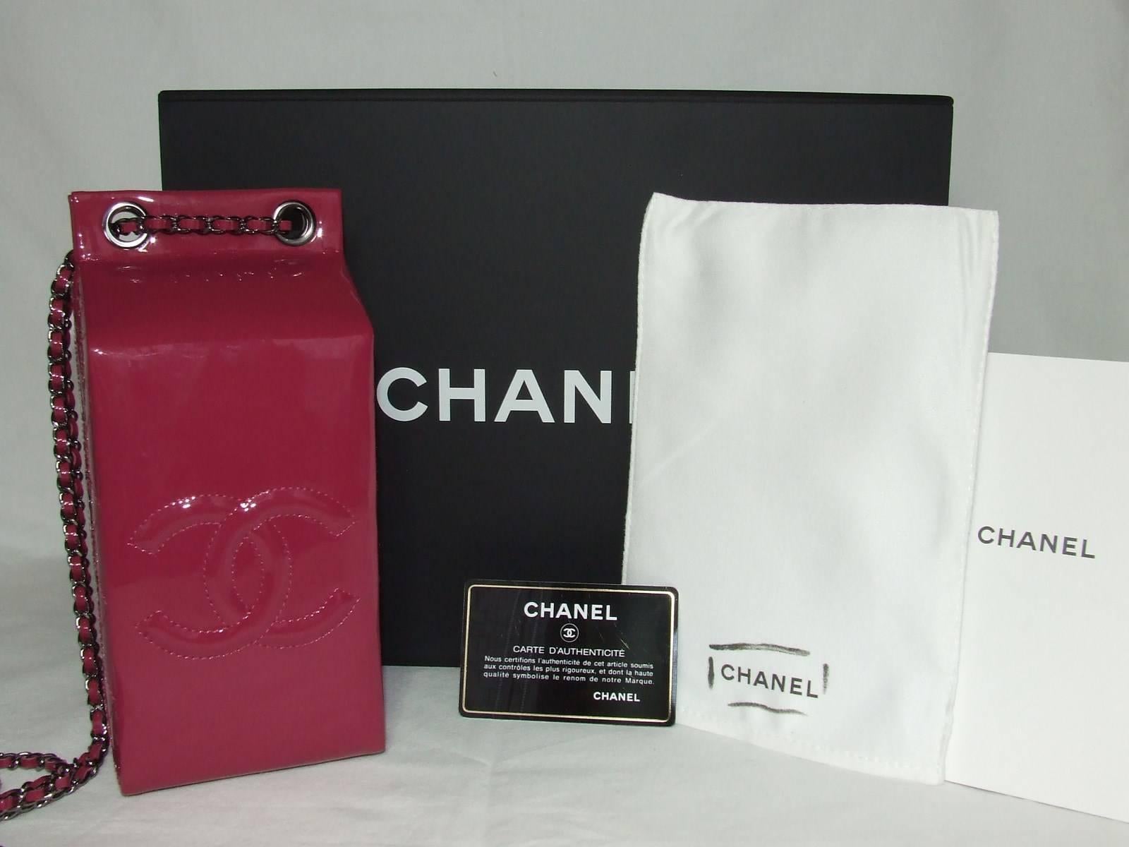 CHANEL Milk Bottle Bag Pink Patent Leather Limited Edition Full Set 4