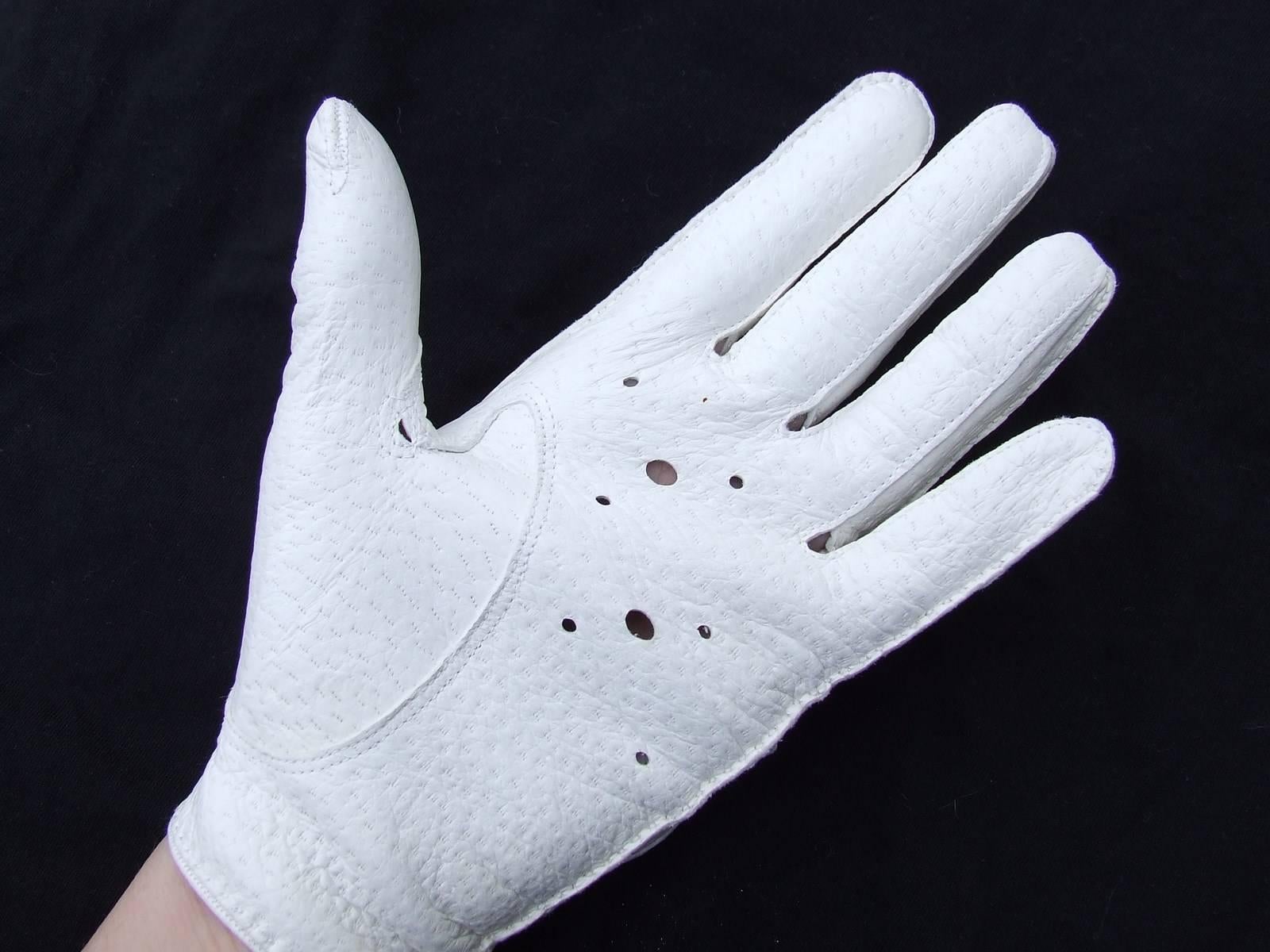 Rare and Beautiful Hermes Gloves White Lambskin Size 7 1
