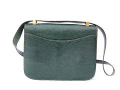 Rare Hermes Constance H Sac Emeral Green Lizard Gold Hdw 23 cm