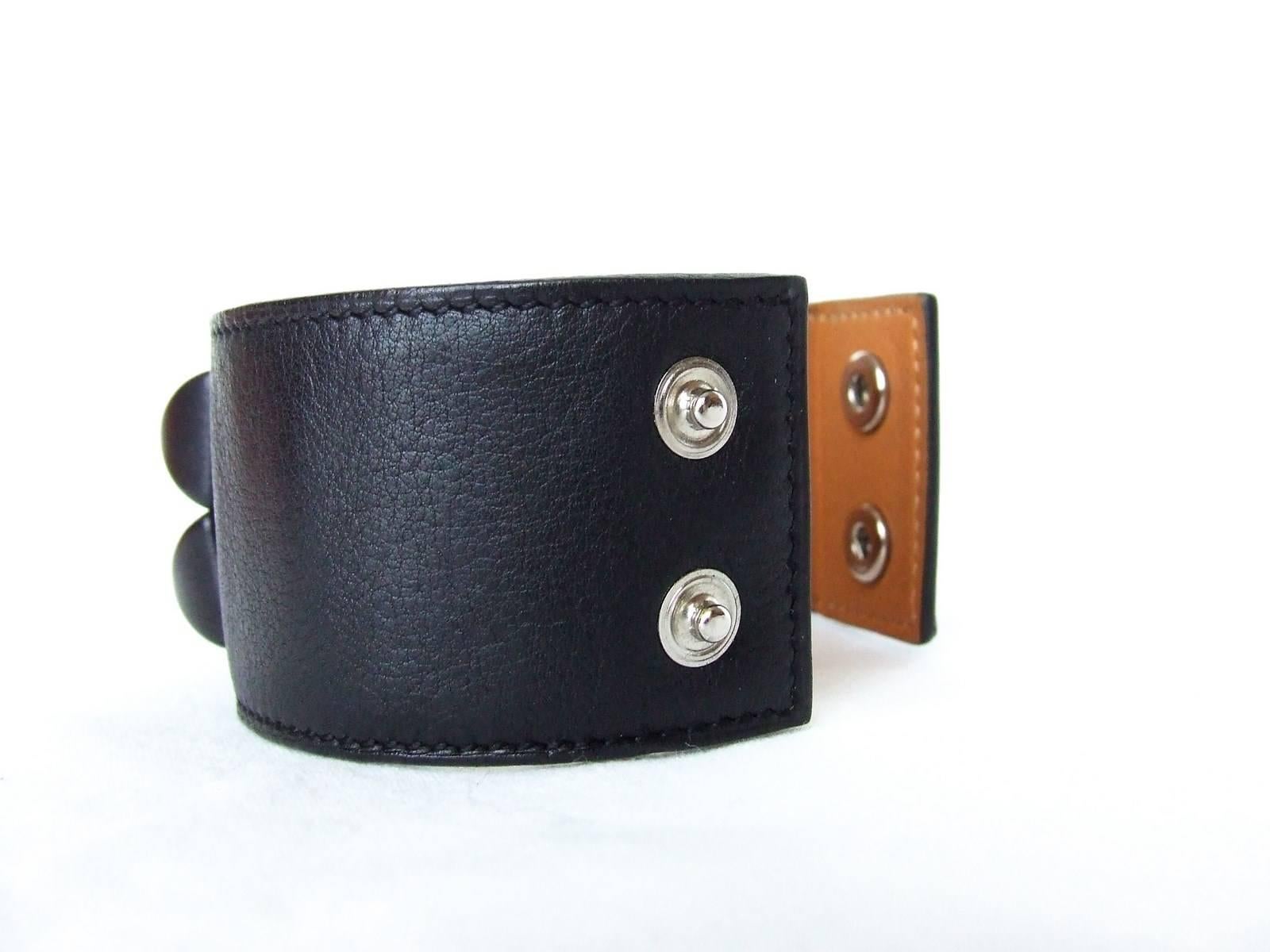 Women's or Men's Hermes Collier De Chien Shadow CDC Bracelet All Black Leather Size M